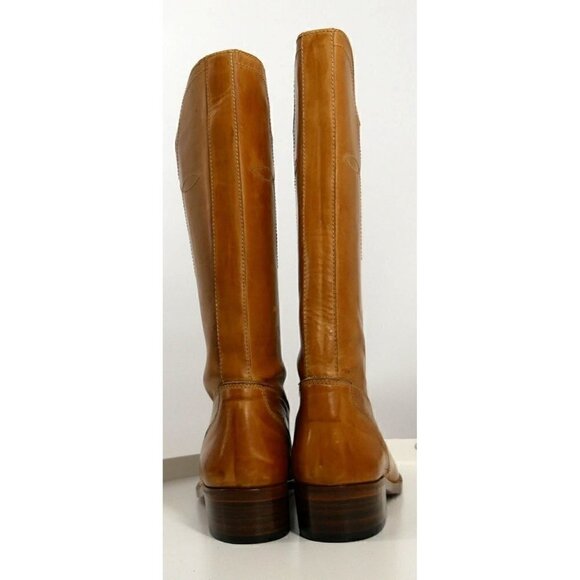 NWOB Monique Italian Leather Boots Cognac Brown 6.5 - Picture 3 of 5